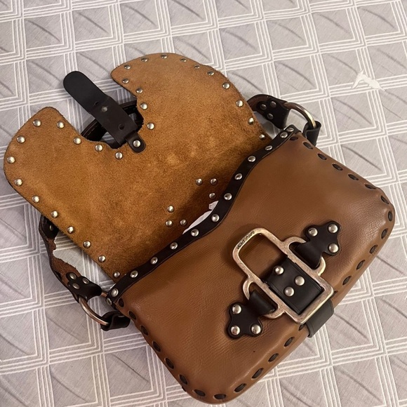 Y2K Vintage Jimmy Choo Brown and Black Studded Leather Handbag - Picture 5 of 5